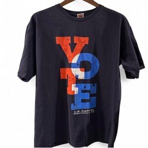 Vintage Men’s VOTE Washington DC Navy Blue Graphic T-shirt Size XL